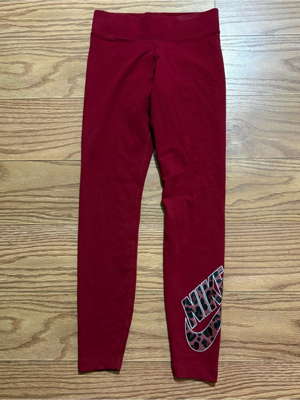 Nike Logo Athletic Workout Gym Leggings Red Burgundy Women’s XS